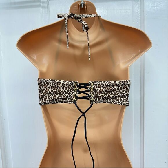 Victoria's Secret 4 pc mix match swimsuit black leopard women large 34B 36C - Picture 13 of 15